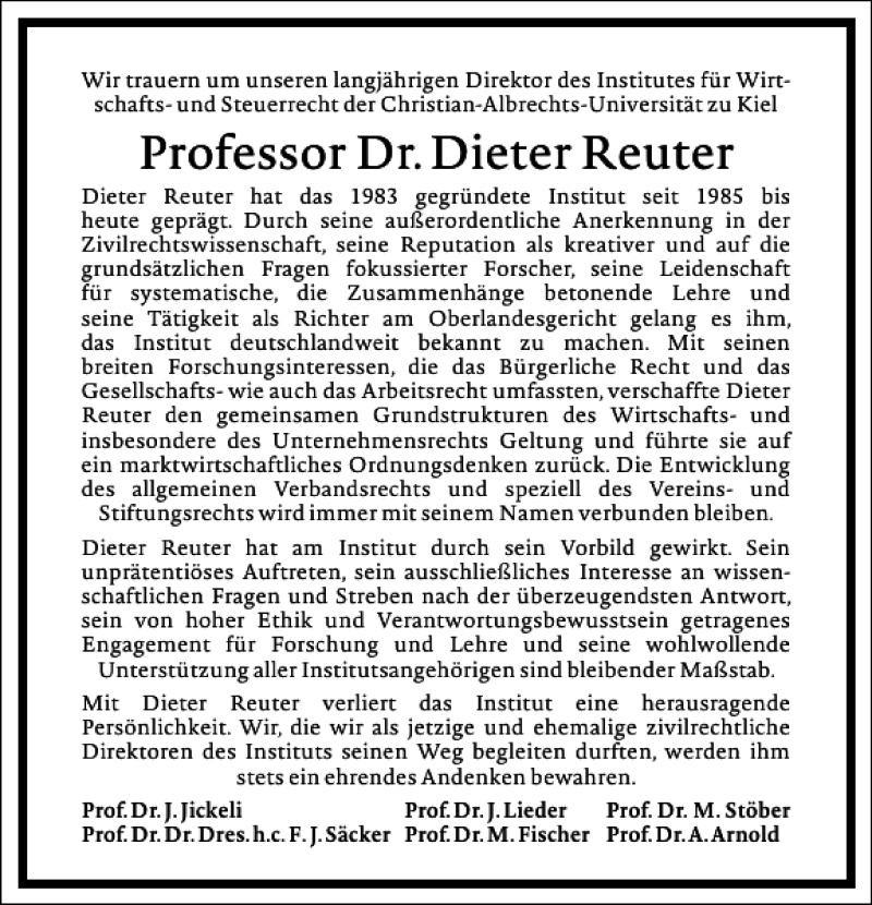  Traueranzeige für Dieter Reuter vom 26.03.2016 aus Frankfurter Allgemeine Zeitung