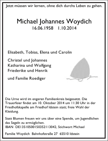 Traueranzeige von Michael Johannes Woydich von Frankfurter Allgemeine Zeitung