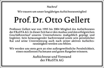 Traueranzeige von Prof.Dr.Otto Gellert von Frankfurter Allgemeine Zeitung