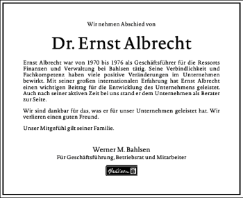 Traueranzeige von Dr.Ernst Albrecht von Frankfurter Allgemeine Zeitung