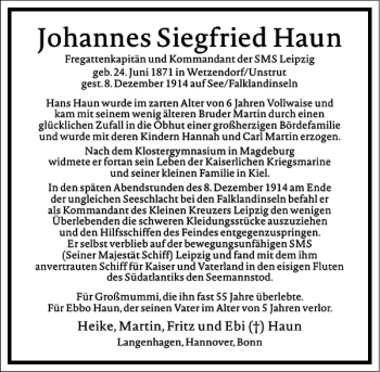 Traueranzeige von Johannes Siegfried Haun von Frankfurter Allgemeine Zeitung