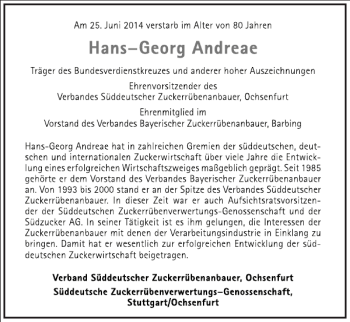 Traueranzeige von Hans-Georg Andreae von Frankfurter Allgemeine Zeitung