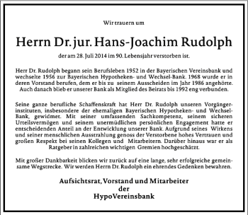 Traueranzeige von Dr. jur. Hans-Joachim Rudolph von Frankfurter Allgemeine Zeitung
