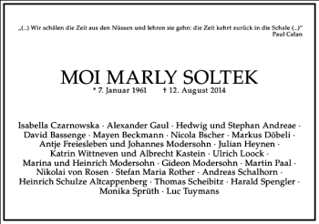 Traueranzeige von Moi Marly Soltek von Frankfurter Allgemeine Zeitung