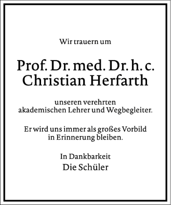 Traueranzeige von Christian Herfarth von Frankfurter Allgemeine Zeitung