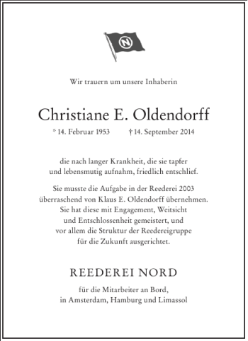 Traueranzeige von Christiane E. Oldendorff von Frankfurter Allgemeine Zeitung