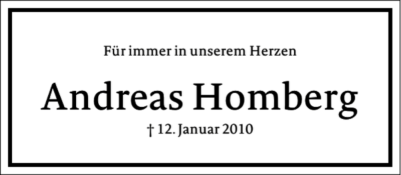  Traueranzeige für Andreas Homberg vom 12.01.2015 aus Frankfurter Allgemeine Zeitung