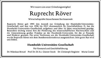 Traueranzeige von Ruprecht Röver von Frankfurter Allgemeine Zeitung