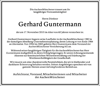 Traueranzeige von Gerhard Guntermann von Frankfurter Allgemeine Zeitung