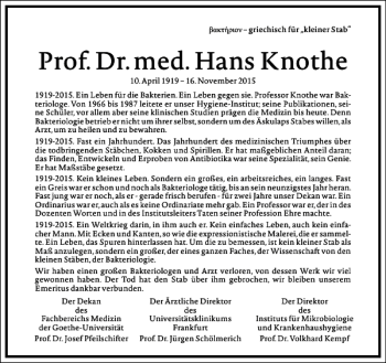 Traueranzeige von Hans Knothe von Frankfurter Allgemeine Zeitung