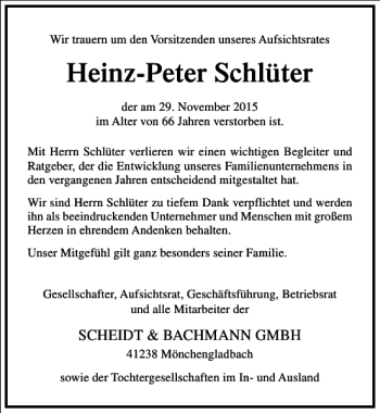 Traueranzeige von Heinz-Peter Schlüter von Frankfurter Allgemeine Zeitung