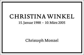 Traueranzeige von Christina Winkel von Frankfurter Allgemeine Zeitung