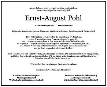 Traueranzeige von Ernst-August Pohl von Frankfurter Allgemeine Zeitung