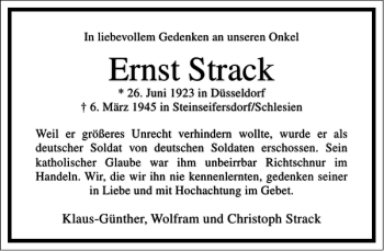 Traueranzeige von Ernst Strack von Frankfurter Allgemeine Zeitung