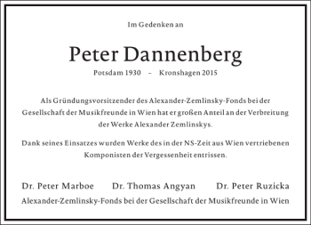 Traueranzeige von Peter Dannenberg von Frankfurter Allgemeine Zeitung