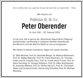 Traueranzeige von Peter Oberender von Frankfurter Allgemeine Zeitung