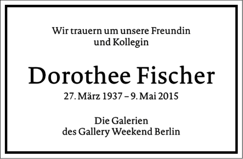Traueranzeigen Von Dorothee Fischer Frankfurter Allgemeine Lebenswege