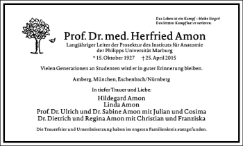 Traueranzeige von Herfried Amon von Frankfurter Allgemeine Zeitung