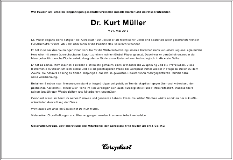  Traueranzeige für Dr. Müller vom 06.06.2015 aus Frankfurter Allgemeine Zeitung