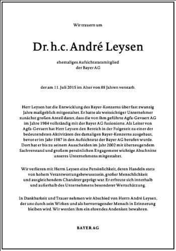 Traueranzeige von Andre Leysen von Frankfurter Allgemeine Zeitung