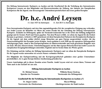 Traueranzeige von Andrè Leysen von Frankfurter Allgemeine Zeitung