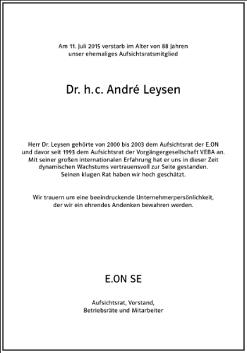 Traueranzeige von Andrè Leysen von Frankfurter Allgemeine Zeitung