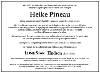 Traueranzeige von Heike Pineau von Frankfurter Allgemeine Zeitung