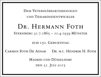 Traueranzeige von Hermann Foth von Frankfurter Allgemeine Zeitung