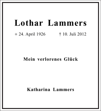 Traueranzeige von Lothar Lammers von Frankfurter Allgemeine Zeitung