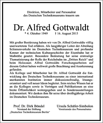 Traueranzeige von Alfred Gottwaldt von Frankfurter Allgemeine Zeitung