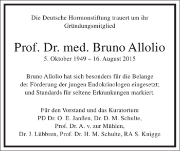 Traueranzeige von Bruno Allolio von Frankfurter Allgemeine Zeitung