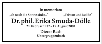 Traueranzeige von Erika Smuda-Dölle von Frankfurter Allgemeine Zeitung