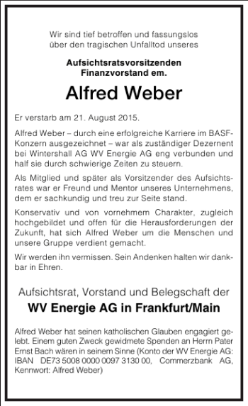 Traueranzeige von Alfred Weber von Frankfurter Allgemeine Zeitung