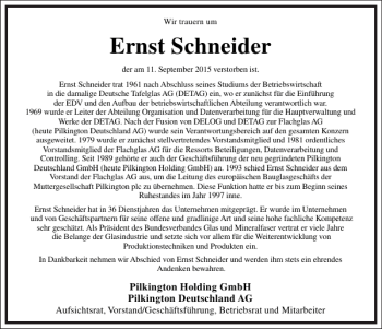 Traueranzeige von Ernst Schneider von Frankfurter Allgemeine Zeitung