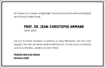 Traueranzeige von Jean-Christophe Ammann von Frankfurter Allgemeine Zeitung