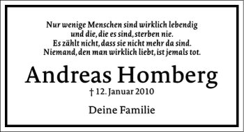 Traueranzeige von Andreas Homberg von Frankfurter Allgemeine Zeitung