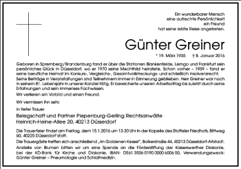 Traueranzeige von Günter Greiner von Frankfurter Allgemeine Zeitung