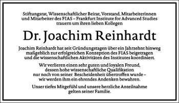 Traueranzeige von Dr.Joachim Reinhardt von Frankfurter Allgemeine Zeitung