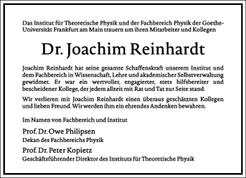 Traueranzeige von Dr.Joachim Reinhardt von Frankfurter Allgemeine Zeitung