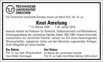 Traueranzeige von Knut Amelung von Frankfurter Allgemeine Zeitung