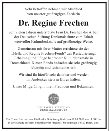 Traueranzeige von Regine Frechen von Frankfurter Allgemeine Zeitung