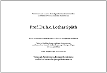 Traueranzeige von Lothar Späth von Frankfurter Allgemeine Zeitung