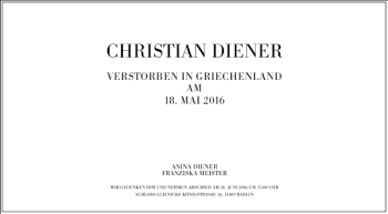 Traueranzeige von Christian Diener von Frankfurter Allgemeine Zeitung