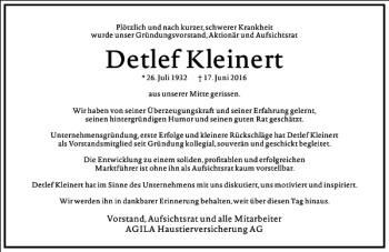 Traueranzeige von Detlef Kleinert von Frankfurter Allgemeine Zeitung