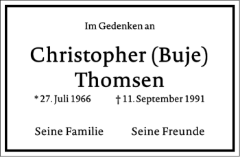 Traueranzeige von Christopher Buje Thomsen von Frankfurter Allgemeine Zeitung