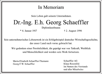 Traueranzeige von Georg Schaeffler von Frankfurter Allgemeine Zeitung