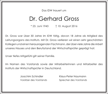 Traueranzeige von Gerhard Gross von Frankfurter Allgemeine Zeitung