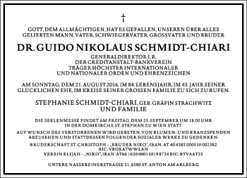 Traueranzeige von Guido Nikolaus Schmidt-Chiari von Frankfurter Allgemeine Zeitung