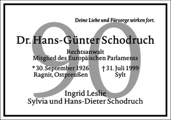 Traueranzeige von Hans-Günter Schodruch von Frankfurter Allgemeine Zeitung