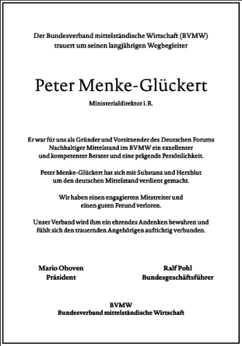 Traueranzeige von Peter Menke-Glückert von Frankfurter Allgemeine Zeitung